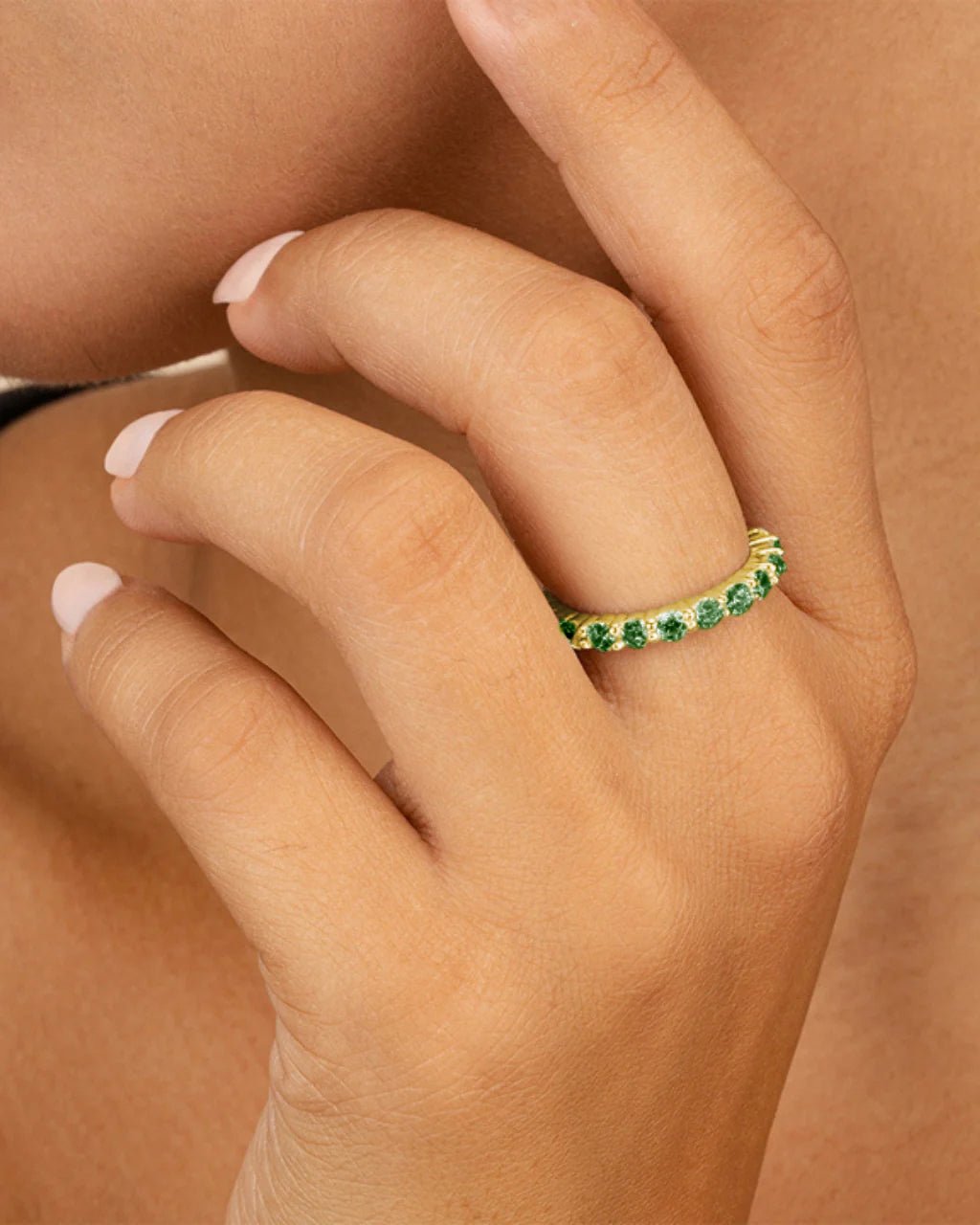 Sterling Silver Gracie Emerald CZ Eternity Ring