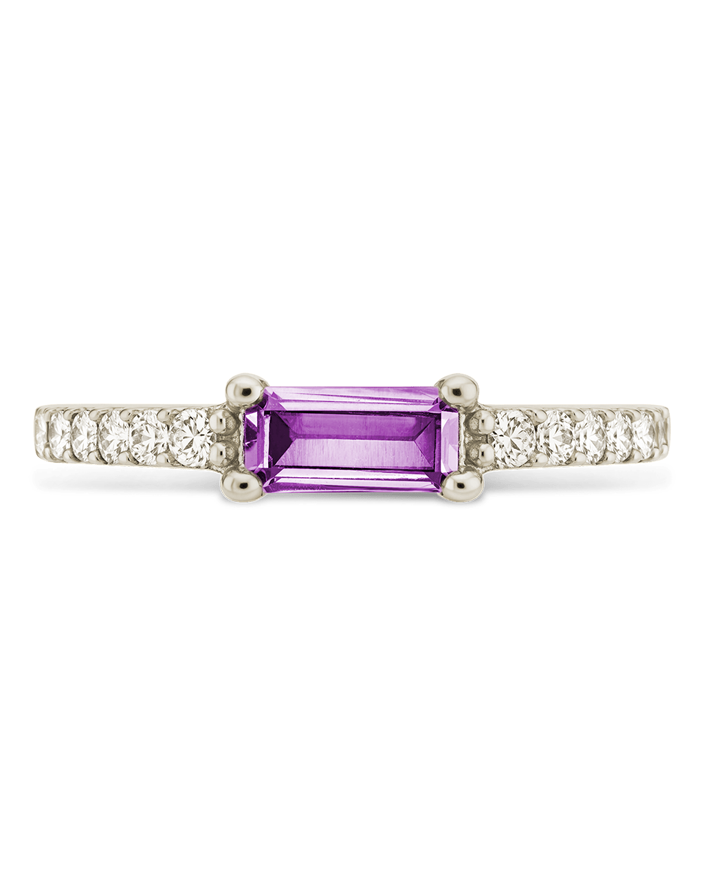 Sterling Silver Thin Amethyst CZ Stacking Birthstone Ring