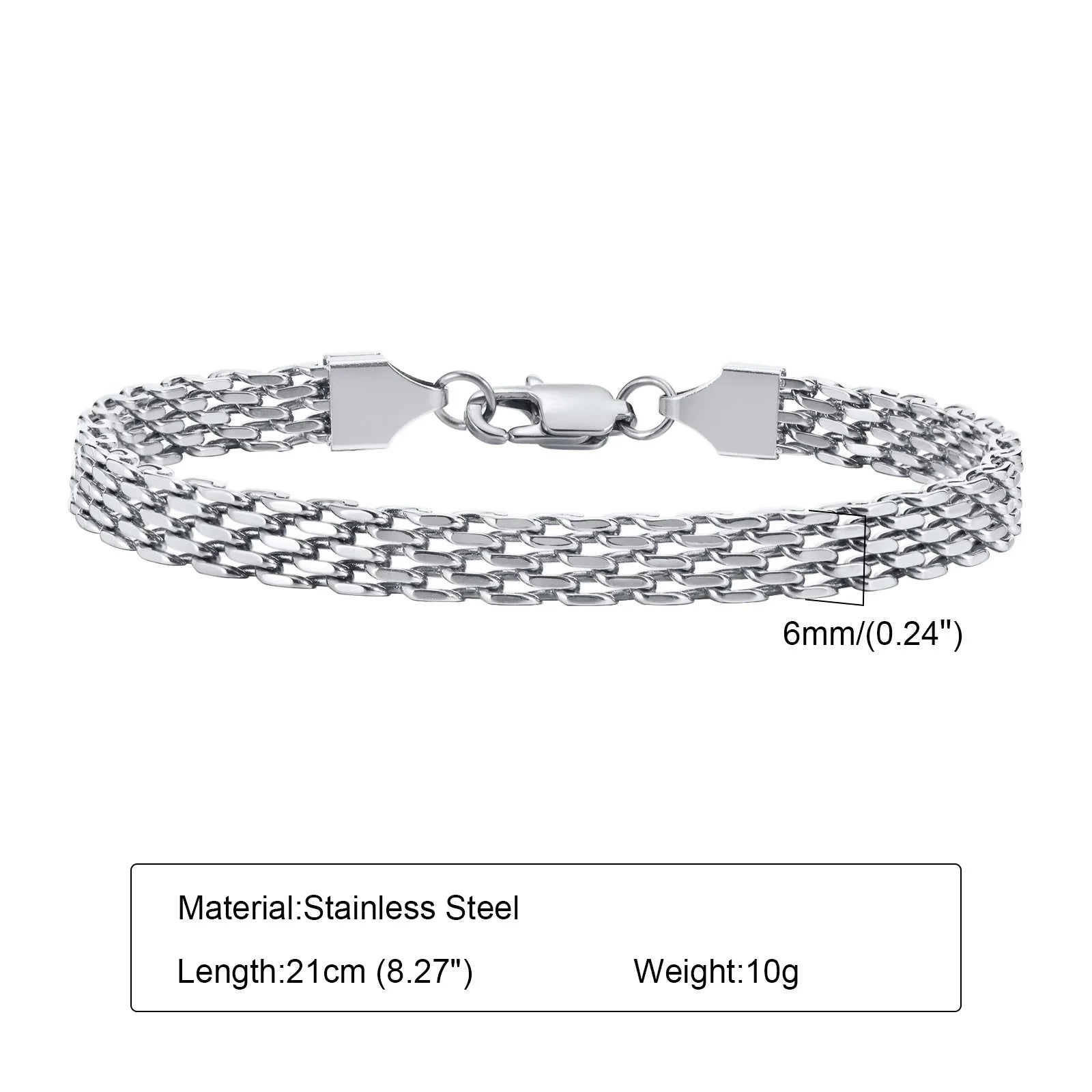 Stainless Steel Mesh Link Chain Bracelet | Unisex Italian Chain Jewelry Gift